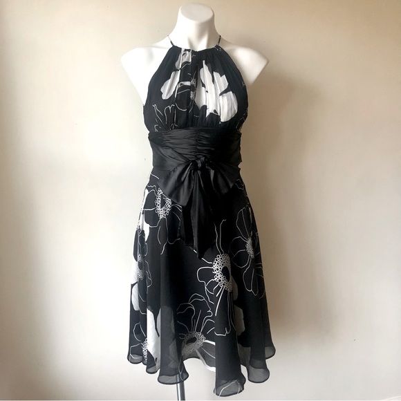 LONDON TIMES Retro 90's Style Floral Halter Fit & Flare Party Dress, 4P - Picture 2 of 10